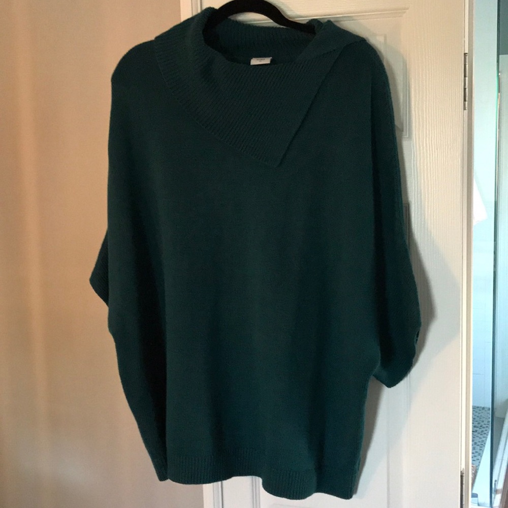 CAbi Foldover Ribbed Asymmetrical Sweater XL